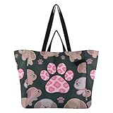 Wudan Bolsas de lona plegables para la cocina, bolsas de compras para mujeres, viajes, playa, boda, lavandería, perro y pata