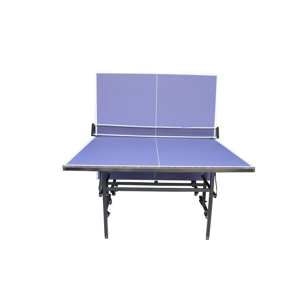 Table de ping-Pong d'intérieur Professionnelle Techfit - Pliante d'intérieur avec Inclinaison unilatérale, Cadre en métal Noir, Filet de 180 cm, roti en Silicone avec Freins, 274x152. 5x76cm