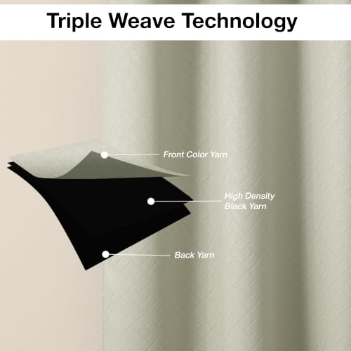 Image of HOMEMONDE 100% True Blackout Curtains 9 Feet Long Door - Set of 2 Curtains| Embossed Design | Light Block Thermal Insulated & Room Darkening Top Style Rod Pocket Curtains (Off White, 108Inch)