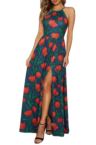 Image of KILIG Women's Summer Floral Beach Flowy Split Maxi Long Dresses