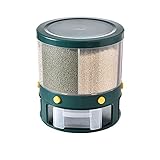 fikujap Getreideverteiler 6 in 1 - Reishändler - Getreideverteiler mit Jetglas für Mehl, Zucker und Reis,Grün