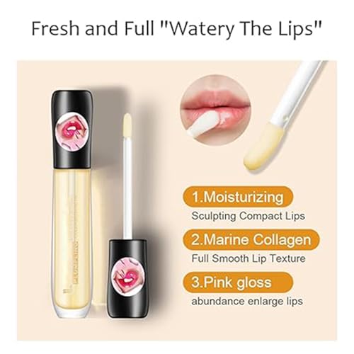 2Pcs Plumping Lip Maximizer Serum – 3D Lip Plumper Extreme für sofort voluminöse Lippen | Lip Gloss Enhancer Booster Volume mit Hyaluron | Transparente Lippenvergrößerung