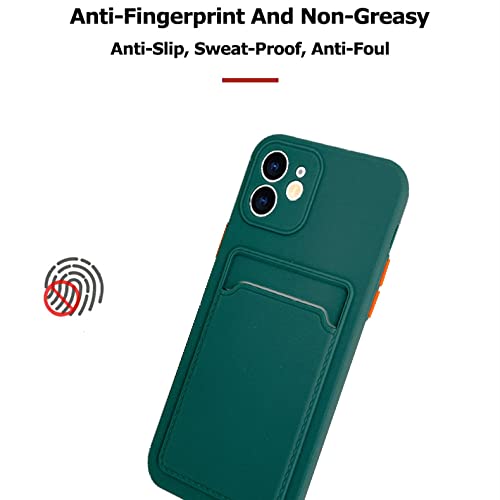 Coque antichoc pour iPhone 11 avec porte-cartes - Finition TPU souple vert foncé - 3