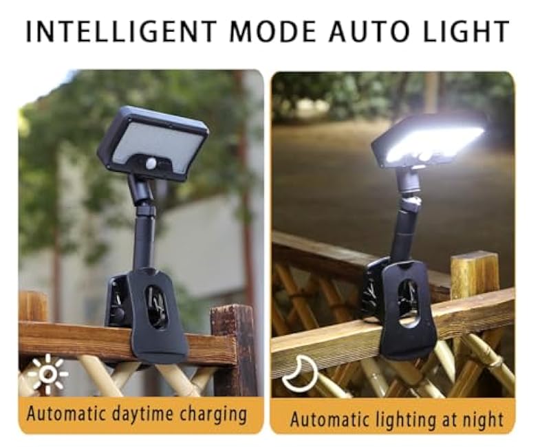 OTSOFDWL Solar Light for Outdoor Stairs - Waterproof Clip & Stand Light, 92 LEDs Motion Sensor, Deck Fence Camping Lighting(1Pack)