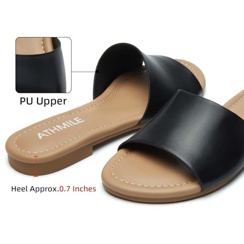 ATHMILE Sandals for Women 2025 One Band Womens Sandals Dressy Open Toe Flats Summer Slides for Casual Party Cute Beach3