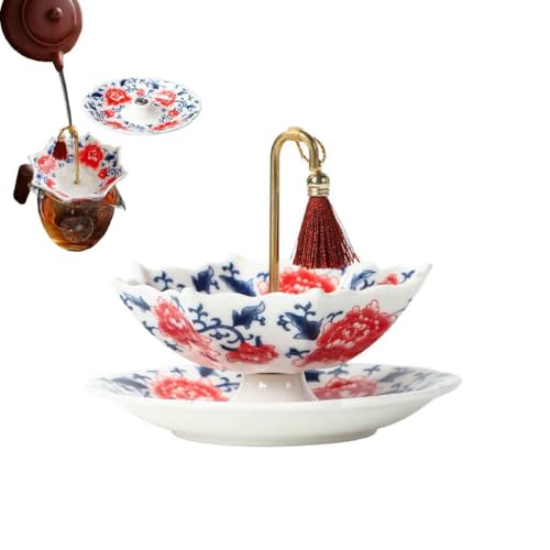 Umbrella Shape Ceramic Tea Strainer,Tea Infuser,Porcelain Loose Leaf Filter with Rotating Design,Multi-Purpose Funnel Tea Access