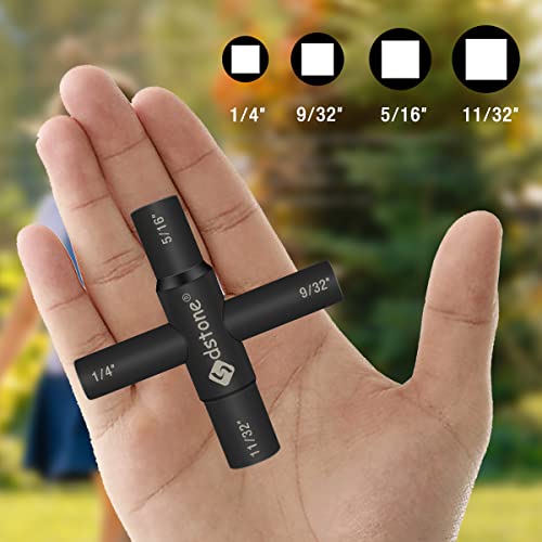 Sdstone Water Key 4 Way Sillcock Key Fits Sillcock, Stopcock and Valves,4 Wrench Sizes Sillcock Water key, Spigot handle replacement,Black 1 Pack