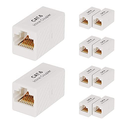 Image of iwillink RJ45 Coupler Ethernet Connector, Female to Female RJ45 Connector for Cat7 Cat6 Cat5e Cat5 Ethernet Cable, Extender Adapter, 10 Pack, White
