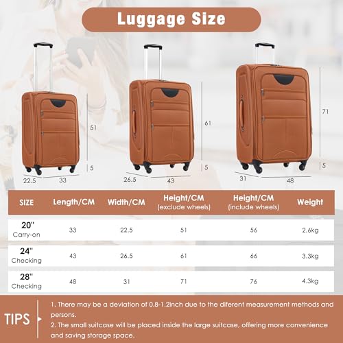 Softside Luggage Expandable 3 Piece Set Suitcase Upright Spinner Softshell Lightweight Luggage Travel Set2