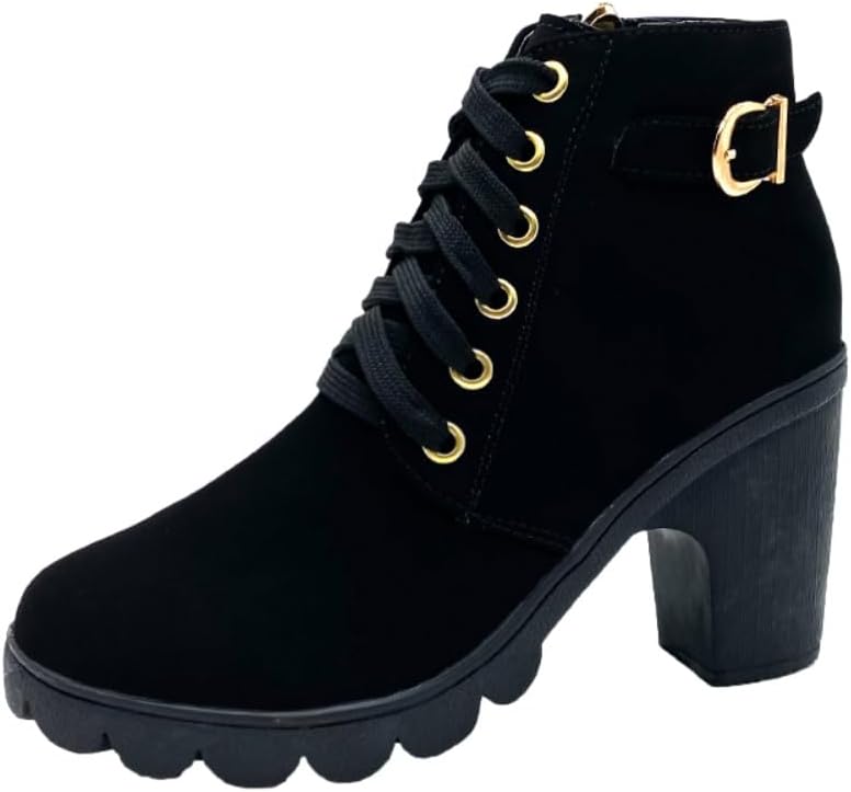 Lady's high-heeled short boots, thick sole, outdoor use, anti-slip and wear-resistant