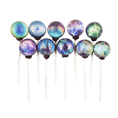 Sparko Sweets 10 Piece Big Bang Galaxy Lollipops Nebula Designs in Space Foil Gift Pack Large Sphere, Handcrafted in USA, 1.5 Pound