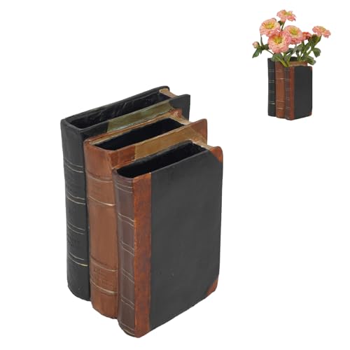 Guichifun Book Shaped Vase for Flowers - Resin Decorative Vase Classical Fake Books for Bookshelf Bedroom Office Home Décor Gifts for Book Lovers 5.5 * 4.5 * 7.5 Inch