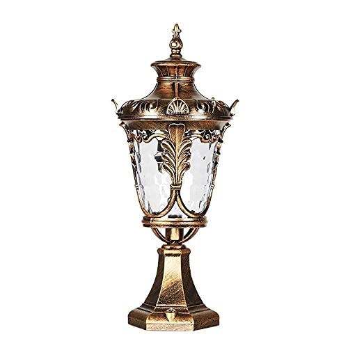 Borne extérieure en verre antirouille Victoria, finition aluminium forgé style lanterne
