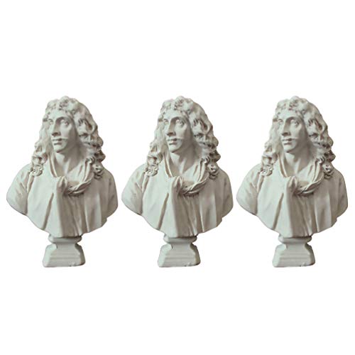 EXCEART Bustes MolièRe en RéSine: 3 Pièces Mini Figurine De Mythologie Grecque, Petite Statue De Grec, Buste De RenomméE Mondiale pour La DéCoration De Votre Maison Ou De Votre Bureau
