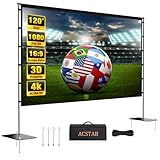 ACSTAB Outdoor Projector Screen with Stand - 120 inch Portable Movie Screen for Backyard, Easy Setup, Wrinkle Free, Lightweight for Camping & Home Theater