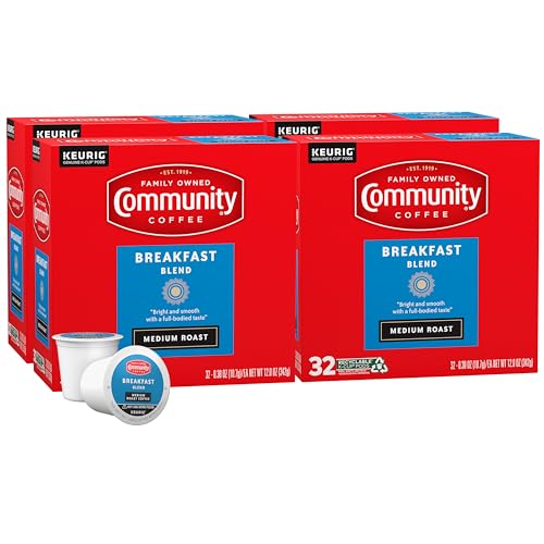 Image of Community Coffee Breakfast Blend, Medium Roast, Single-Serve Keurig K-Cup Pods, 32 Count (Pack of 4)