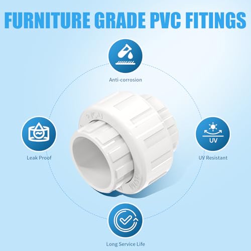 4 Pcs 1-1/2 Inch Schedule 40 PVC Union Coupling Fittings with EPDM O-Rings, Heavy Duty Pipe Connectors for Pool Pumps, Irrigation, Plumbing, DIY & Water Systems by JinQuotient - Used condition - Image 4