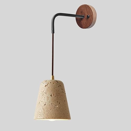 LED Wall Sconce Nordic Natural Stone Lighting Fixture Retro Industry Yellow Travertine Bedside Mounted Light Japanese Wabi Sabi Lamp Living Room