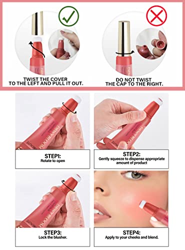 Sumeitang Blush Beauty Wand, Liquid Cheeks Blush Dewy Finish, Weightless, Breathable, Natural-Looking, Soft Cream Blusher Stick With Sponge Applicator, Easily Blendable, Long-Wearing, Smudge Proof #TOP6