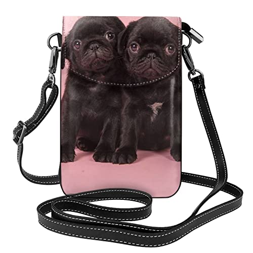 Sac téléphone portable bandoulière motif carlin pour balade et voyage