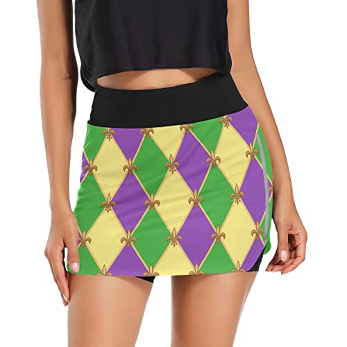 ODAWA Saias femininas de tênis Brazil Mardi Gras para mulheres, shorts elásticos de golfe atléticos