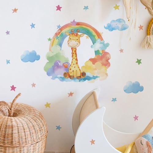 Vinilo decorativo Achang jirafa acuarela para pared infantil miniatura 6