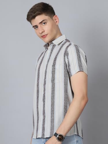 Image of Majestic Man Men Cotton Blend Slim Fit Half Sleeve Casual Shirt