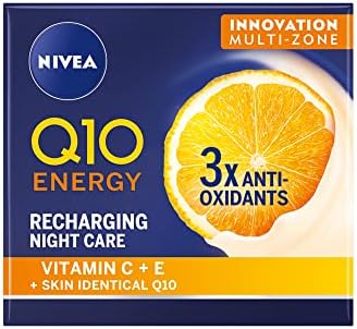 Q10 Energy Recharging Face Night Cream (50ml), Energising Night Cream for Women, Hydrating Night Face Cream, Recharging Face Cream with Vitamin C and Q10