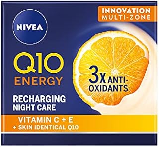 Q10 Energy Recharging Face Night Cream (50ml), Energising Night Cream for Women, Hydrating Night Face Cream, Recharging Face Cream with Vitamin C and Q10