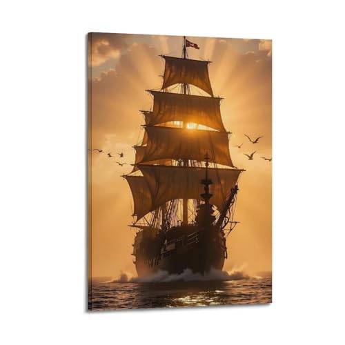 Impression sur toile moderne voilier pour illuminer une pièce sombre 50 x 75 cm