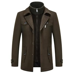 KUDORO Manteau Homme en Laine Chaud pour Hiver Trench Coat Mi-Long Classique Parka Pardessus Caban Slim Fit Élégant Business Décontractée Duffle-Coats Coup-Vent Revers Overcoat(Armée Verte1,XL)