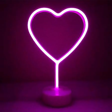 Amazon Led ネオン サイン ライト ハート インテリア 雑貨 電池 おしゃれ オブジェ 看板 ネオン管 バラエティ本舗 テーブルランプ