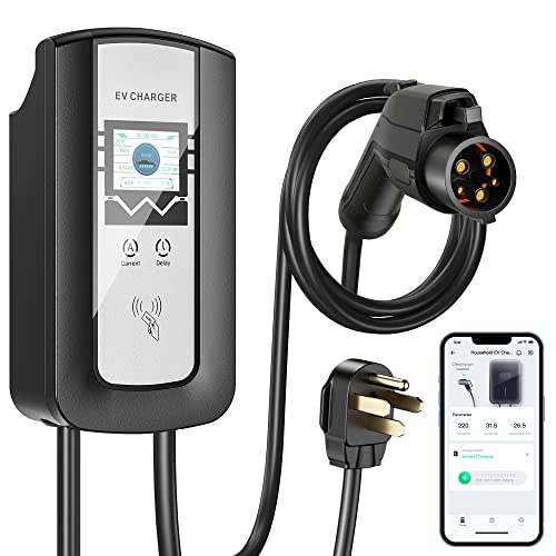EVJUICION Level 2 EV Charger 40Amp 240V Home Smart Charging Station with NEMA 14-50 Plug for All J1772 Electric Vehicles, Wi-Fi APP Enabled EVSE 16 FT Cable with Holster Cover Indoor/Outdoor