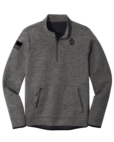 US Navy Chief Unisex Quarter Zip Pullover, Gray Color - Lightweight Zip Up Sweatshirt
