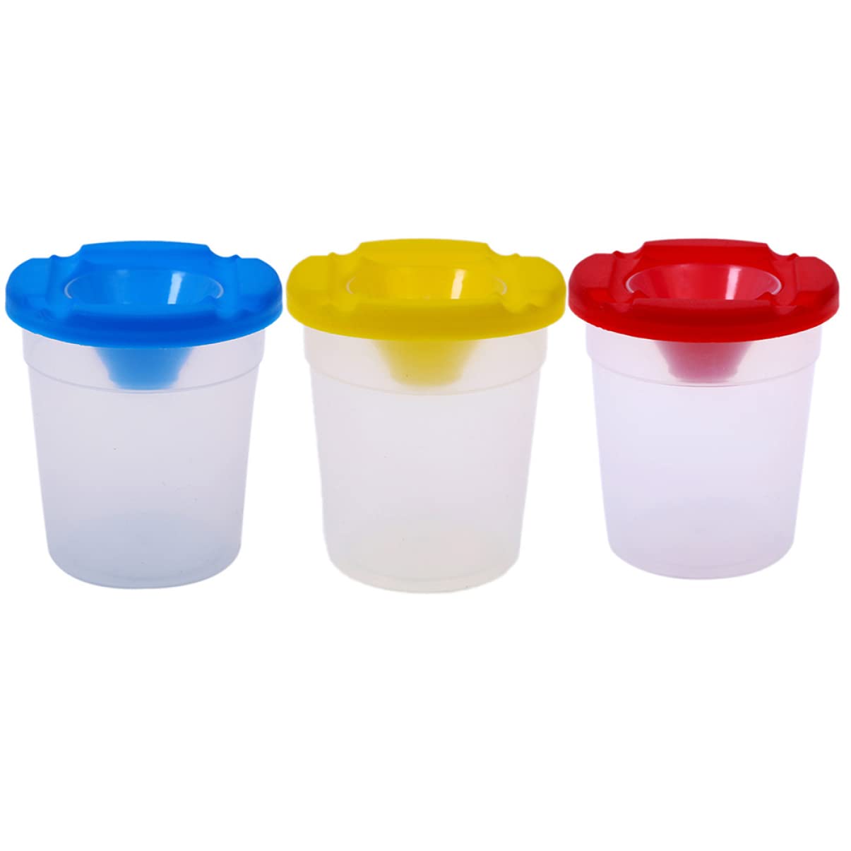 HAWILLOSCH Spill Washable Paint Kit 6pcs Plastic Paint Cups Leakproof Boys and Girls Cups for Art with Lids Perfect for Drawing and Painting Random Color