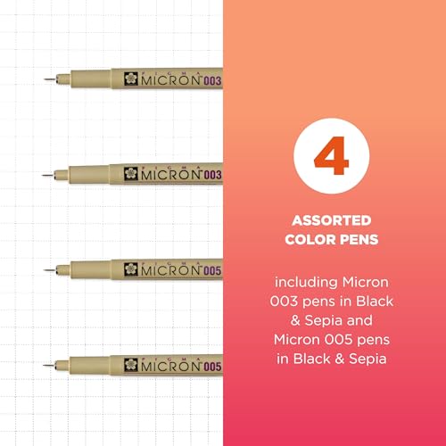 Image of SAKURA 50047 Micron 003 /005 4Pc Set Fine Tip Pen,Black