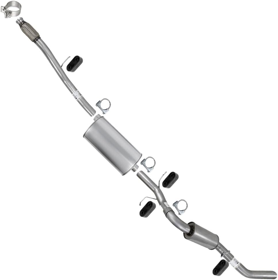 Exhaust Pipe w/Muffler & Resonator Kit Compatible with Chevy Silverado 1500 2014-2018 4.3L, 5.3L 143.5" WB | Stainless Steel | Northeastern Exhaust | Includes Clamps and Hangers | Direct-Fit