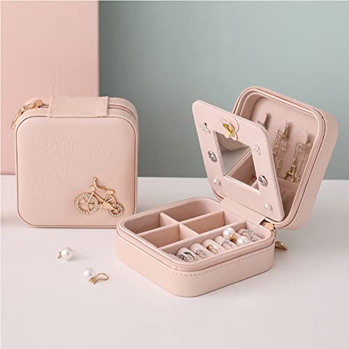 Boîte à bijoux de rangement portable de voyage avec miroir mini boucles d'oreilles boîte de rangement de boucles d'oreilles oucles d'oreilles rouge à lèvres boîte de rangement de bijoux Cover