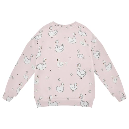 JUNZAN Cute Swan Goose Pink Little Kids Sweatshirts Hoodies Fleece Fall Tops Shirts Athletic 4T2