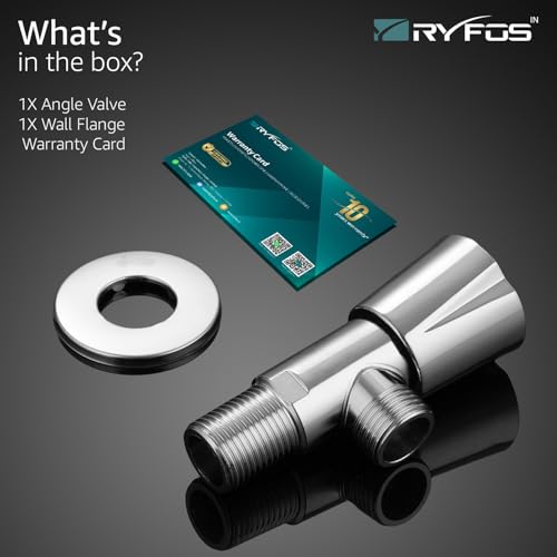 Image of India's 1st Lifetime Support Brand, R4010AV, SS-304 Grade Angle Valve | Angle Cock for Bathroom With Wall Flange | Valve for Geyser | Bathroom Tap | (Chrome Finish, 1-Piece)