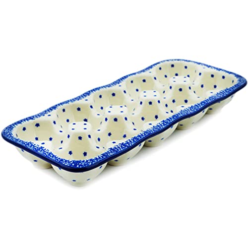 Polish Pottery 10¾-inch Egg Crate made by Ceramika Artystyczna (Ocean Nights Theme) + Certificate of Authenticity