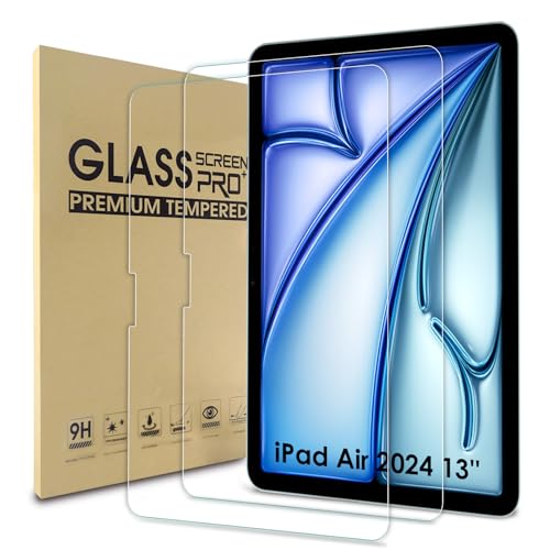 WD&CD 2 Piezas Protector de Pantalla Compatible para 13'' iPad Air 2024 Cristal Templado, Alta Definicion, Cristal Templado Film Compatible con iPad Air 13'' (2024) Protector Pantalla
