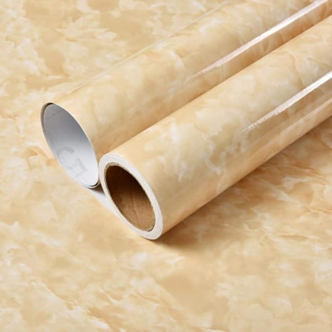 HAPPYMATES Self-Adhesive Wallpaper Decorative Wood Wallpaper Removable Vinyl Film Waterproof Old Furniture Kitchen Cabinets Grain Contact Paper (Cream White Marble, 60cm X 400cm) (B0D37WR8TG) Amazon Price History, Amazon Price Tracker