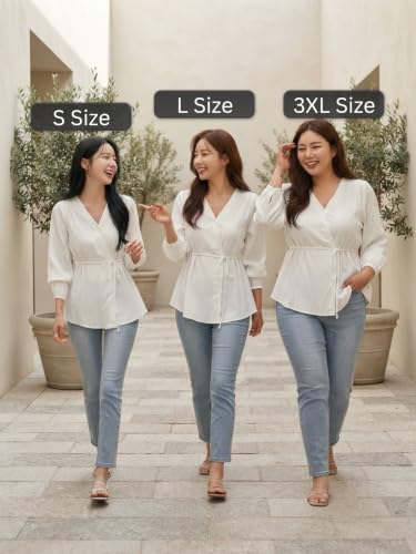 Image of Leriya Fashion Women's V-Neck Pleated Tunic Top - Long Sleeve Drawstring Waist Summer Blouse, Lightweight Casual Shirt for Office, Travel, Daily
