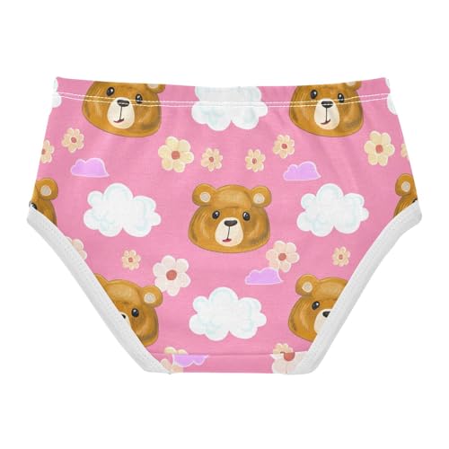 Cotton Toddler Underwear Custom Cute Bear Flowers Pink Little Girl Panties Fancy Underpants Briefs 2t2