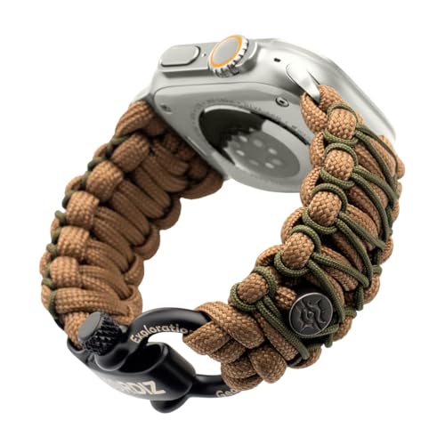 Bracelet paracorde Apple Watch Ultra 49mm KORDIZ anse réglable acier Coyote