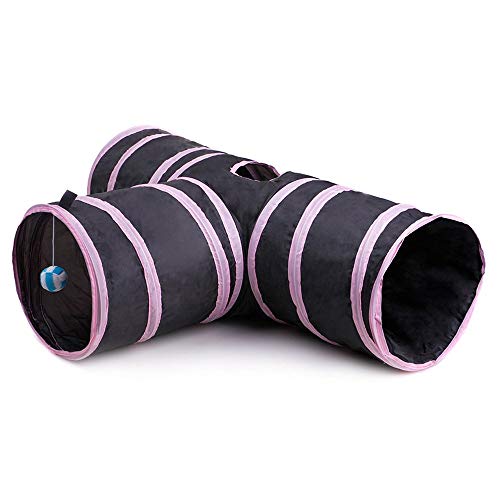 Jullynice Pet Supplies Cat Tunnel 3 Way Kitten Rabbit Play Tubo de Brinquedo Papel Tunnel Dobrável G
