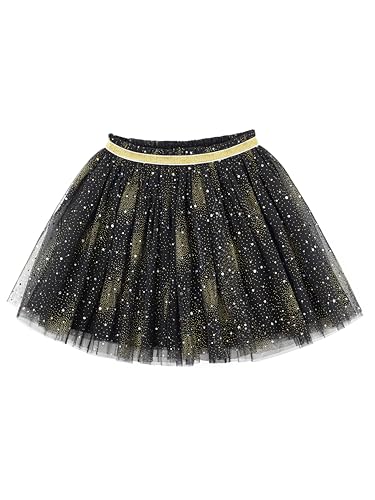 Baby Kleinkind Kinder Mädchen Tuturock Sternenhimmel Pailletten Prinzessinrock Minirock Tüllrock Ballett Rock mit Elastischer Bund Lieblich - Schwarz Herstellergr. 100