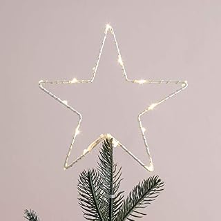 Lights4fun Osby Star Tree Topper Christmas Decoration Warm White LED Batery Timer 20cm IP20