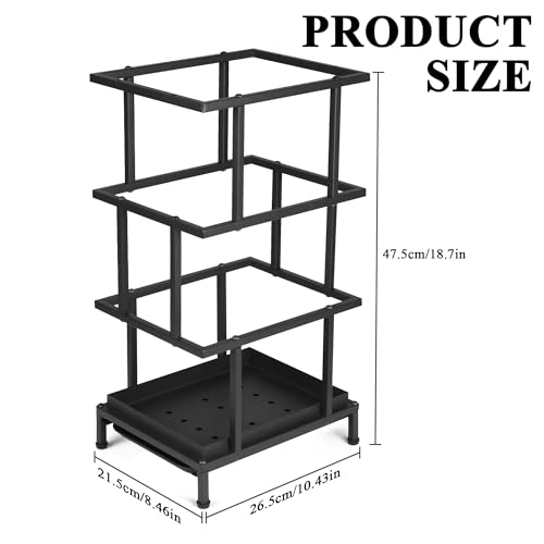 Alyoen Umbrella Holder for Entryway, Metal Umbrella Stand with Water Tray and Cane Holder, Adjustable Feet, 10.4 x 8.4 x 18.7 in, Suitable for Home, Office, and Shopping Mall (Black) - Thumbnail 5